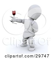 Clipart Illustration Of A White Character Standing With One Arm Behind His Back Holding Out A Single Red Rose by KJ Pargeter