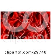 Poster, Art Print Of Single Red Heart In The Center Of A Background Of Red Hot Flames