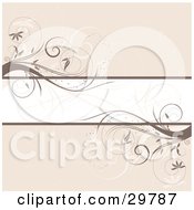 Poster, Art Print Of Blank Text Bar In The Center Of A Beige Background With Brown Vines