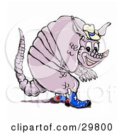 Clipart Illustration Of A Smiling Armadillo In American Cowboy Boots And A Hat