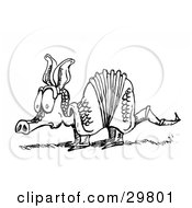 Clipart Illustration Of A Nervous Little Armadillo Sketched In Black And White