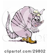Clipart Illustration Of A Smiling Armadillo In American Cowgirl Boots And A Hat