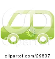 Poster, Art Print Of Green Electrical Car With An Energy Monitor