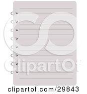 Poster, Art Print Of Blank Lined Page Of A Notebook Spiral Bound On The Side
