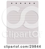 Poster, Art Print Of Blank Lined Page Of A Notebook With Holes For A Spiral On Top