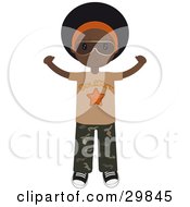 Poster, Art Print Of African American Teenage Boy In Camo Pants And A Soul Star Shirt Holding His Arms Out
