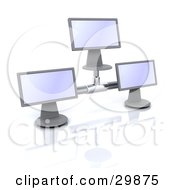 Poster, Art Print Of Three Computer Monitor Screens Connected Together