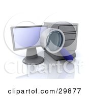 Poster, Art Print Of Magnifying Glass Doing A Search On A Desktop Computer