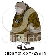 Clipart Illustration Of A Black Male Tourist Wearing A Camera Around His Neck And Carrying Luggage by djart