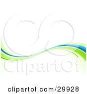 Poster, Art Print Of Green And Blue Nature Wave Background On White