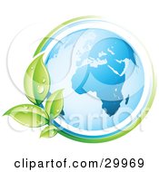 Clipart Illustration Of A Pre Made Logo Of A Vine Circling The Earth