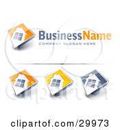 Pre-Made Logos Of Large Windows On Home With Space For A Business Name And Company Slogan