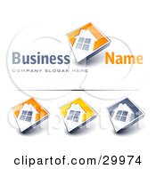 Poster, Art Print Of Pre-Made Logo Of A Large Window On A Home With An Orange Background And Space For A Business Name And Company Slogan