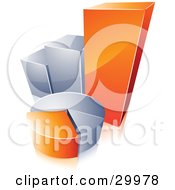Poster, Art Print Of Pre-Made Logo Of An Orange And Silver Pie Chart And Bar Graph