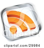 Poster, Art Print Of Pre-Made Logo Of A Glass Square With An Orange Rss Symbol