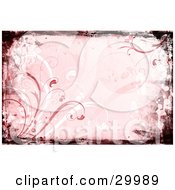 Clipart Illustration Of A Grunge Border With Grasses Over A Pink Background