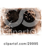 Clipart Illustration Of A Grunge Background Of Water Stains And Splatters With Brown Over Black And White