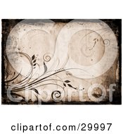 Clipart Illustration Of A Black Border Of Grunge Around Brown With Grasses