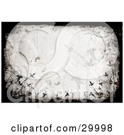 Poster, Art Print Of Black And Brown Grunge Border With Flowers