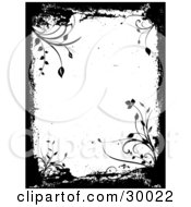 Clipart Illustration Of White And Black Grasses And Grunge Over A Textured Brown Background With Stains