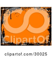 Clipart Illustration Of A Black Border Of Grunge Marks And Drips Over Orange