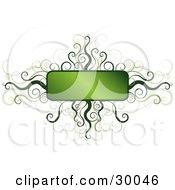 Poster, Art Print Of Blank Gradient Green Text Box Framed In Green Spirals And Curls Over White