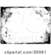 Poster, Art Print Of Horizontal Background Of Black Grunge Scuffs And Dots Over White
