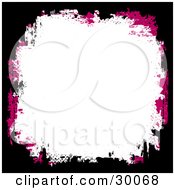 Clipart Illustration Of A Black And Magenta Grunge Border Around A Blank White Background