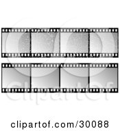 Poster, Art Print Of Two Sets Of Gray And Black Film Strips One With Grunge Scratches