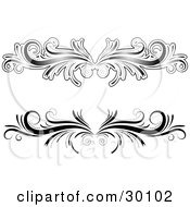 Poster, Art Print Of Two Black And White Flourish Designs Or Lower Back Tattoos