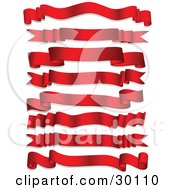 Poster, Art Print Of Set Of Eight Red Shiny Banners On A White Background