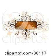 Clipart Illustration Of A Scratched Grunge Text Box Bordered In Brown And Orange Swirls And Patterns