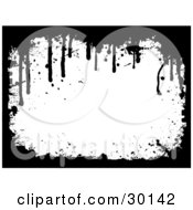 Clipart Illustration Of A Horizontal White Background Framed With Black Grunge Some Dripping From The Top