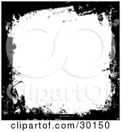 Clipart Illustration Of Marks Of Black Grunge Bordering A Blank White Background