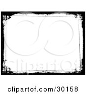 Clipart Illustration Of A Horizontal White Background Bordered By Black Scratches And Grunge Marks