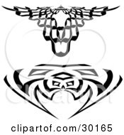 Clipart Illustration Of A Set Of Two Black And White Tattoo Designs