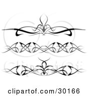 Clipart Illustration Of A Set Of Three Elegant Tattoo Designs For Around The Arms Ankles Or Lower Back