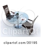 Clipart Illustration Of A Modern Glass Table With Red Roses On The Plates And Champagne On Ice