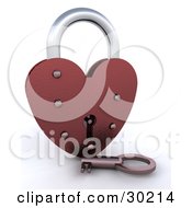 Poster, Art Print Of Key Resting In Front Of A Red Heart Padlock