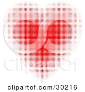 Poster, Art Print Of Gradient Heart Made Of Tiny Red Dots