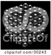 Poster, Art Print Of Cube Of Silver Balls Forming A Cube On A Black Background