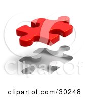 Clipart Illustration Of A Single Red Puzzle Piece Floating Above A Fitted Space by Tonis Pan #COLLC30248-0042
