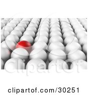 Clipart Illustration Of A Unique Red Ball In Rows Of White Balls