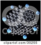 Clipart Illustration Of A Cluster Of Gray Marbles With Blue Ones Floating Near