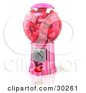 Pink Bubble Gum Machine Dispensing Little Red Hearts Symbolizing Renewing Passion In A Relationship