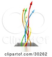 Clipart Illustration Of Colorful Orange Green Yellow Red And Blue Arrows Shooting Up Out Of An Opening by Tonis Pan