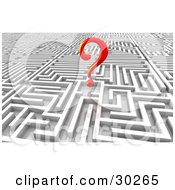 Clipart Illustration Of A Red Question Mark At The End Of A Complex Maze Of Passages