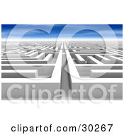 Clipart Illustration Of A White Maze Of Paths Never Ending And Leading Off Into The Distance Under A Blue Sky by Tonis Pan #COLLC30267-0042
