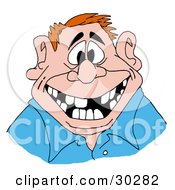 Clipart Illustration Of A Red Haired Caucasian Man Flashing A Big Friendly Smile With A Mouth Numerous Missing Teeth by LaffToon