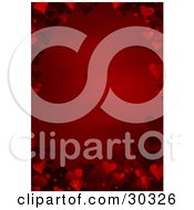 Clipart Illustration Of A Red Valentines Day Stationery Background Bordered By Red 3d Hearts by suzib_100
